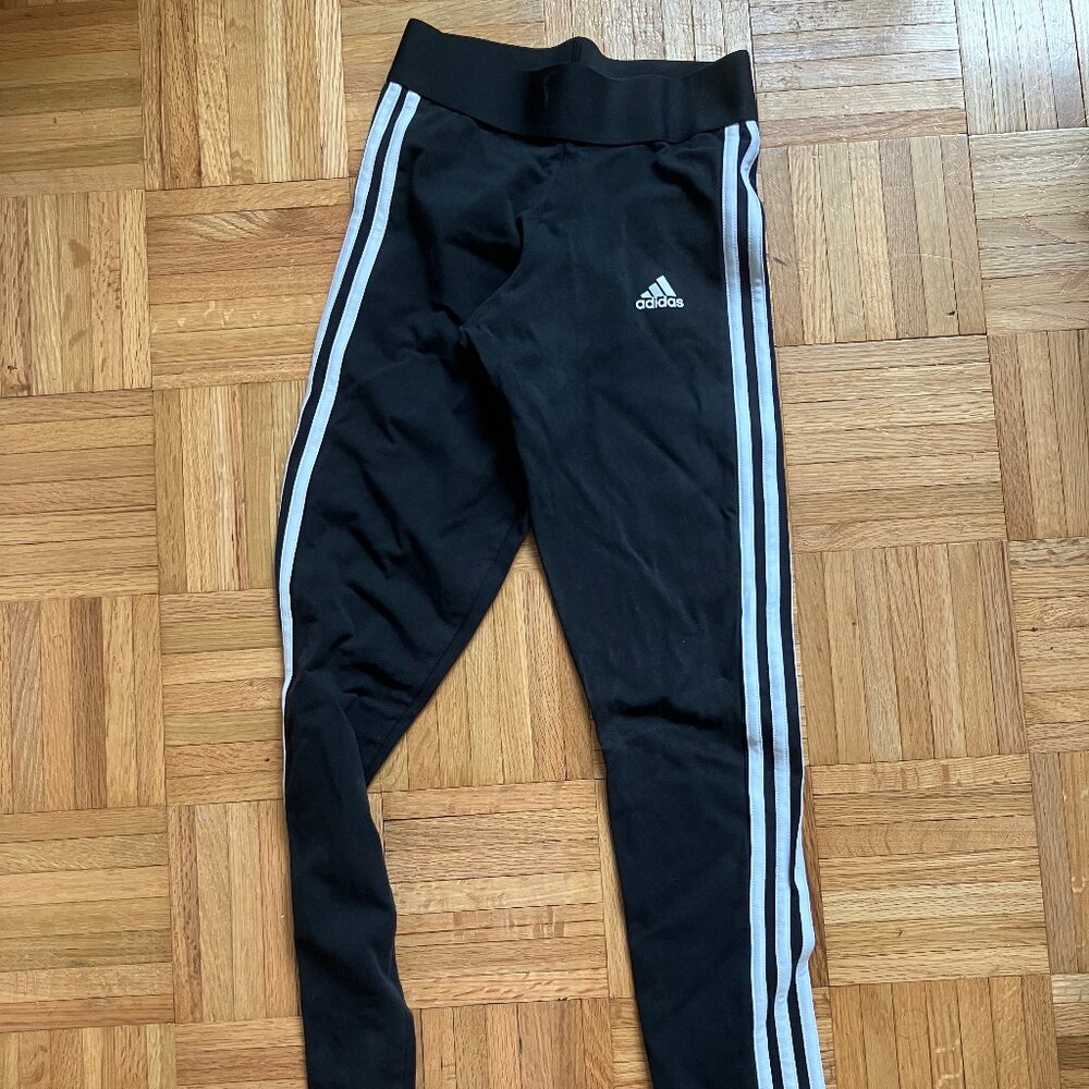 Adidas leggings sz XS / L black with white stripe